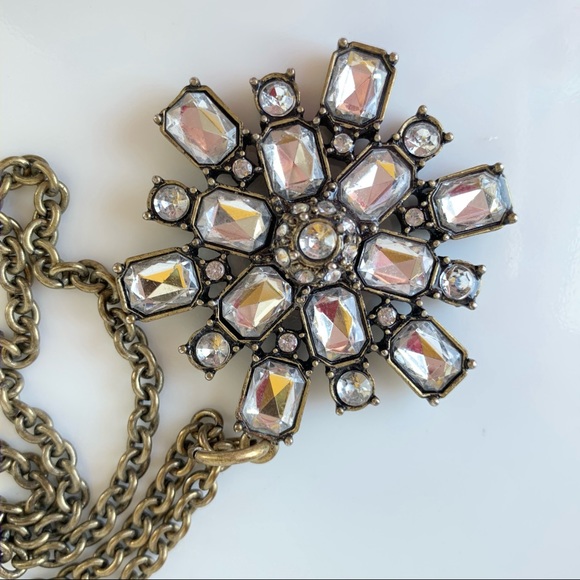 J. Crew Antique Bronze Rhinestone Pendant Necklace - Picture 3 of 6